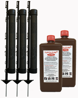 3 ProPalen ø 8 x 70 cm op een prikstok van 105 cm met 2 liter Tupoleum® X-TRA.