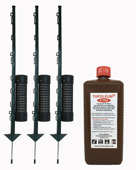 3 ProPalen Midi ø 8 x 35 cm op een prikstok van 105 cm met 1 liter Tupoleum® X-TRA.