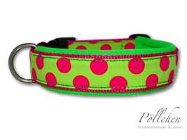 Pöllchen Komforthalsband Big Dots Pink Lime