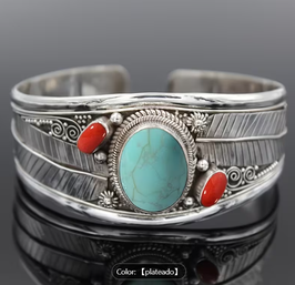 Pulsera étnica turquesa pluma