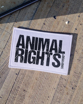 Aufnäher gewebt, ANIMAL RIGHTS - eckig