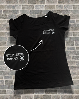 T-Shirt. bestickt - STOP EATING ANIMALS