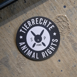 Aufnäher, gewebt, TIERRECHTE, zwei Größen,  Ø 7 und Ø 9 cm