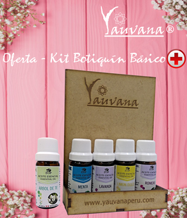 Kit Oferta Botiquín Básico - Lavanda, Menta, Romero, Limon, Tea Tree (10 ml) y Porta Frascos