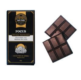 CHOCOLATE (65%) CON EXTRACTO DE MELENA DE LEÓN (3%) - BARRA X 40 G