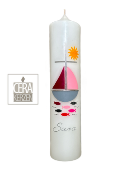 Taufkerze "Arche rosa"