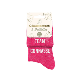 Chaussettes à paillettes duo "Team connasse"