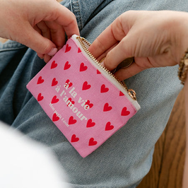 MON PETIT LEON - Porte-monnaie cœur rose rouge "A la vie à l'amour"