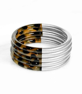 PALOMA BIJOUX - Bracelet en corne - Léopard argenté