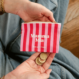 MON PETIT LEON - Porte-monnaie rayé rose rouge "Mamma Mia"