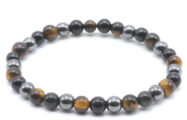 Bracelet Protection Obsidienne Noire, Hematite, Oeil de Tigre perles