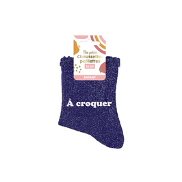 Chaussettes paillettes enfant fille "A croquer" - 3 à 6 ans