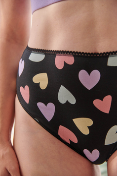 WE ARE JOLIES - Culotte Taille Haute Coton Bio - Big Love Noir