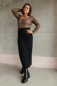 WE ARE JOLIES - Jupe longue en maille 100% coton bio - Noir L