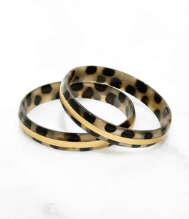 PALOMA BIJOUX - Bracelet en corne 1,2 cm - Léopard et or