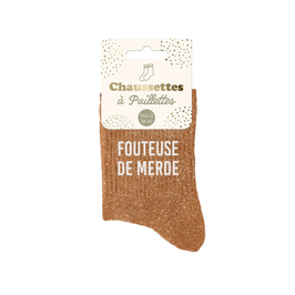 Chaussettes à paillettes "Fouteuse de merde"