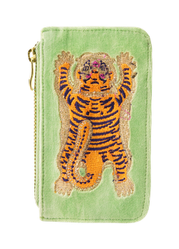 POWDER - Porte-cartes en velours - Ikat Tiger - Menthe