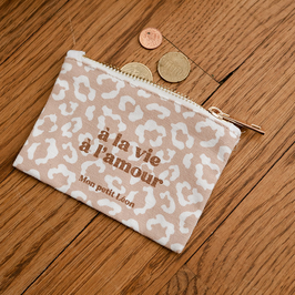 MON PETIT LEON - Porte-monnaie léopard beige nude "A la vie à l'amour"