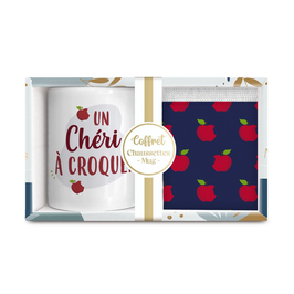 Coffret mug/chaussettes "Chéri à croquer"