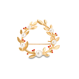 Broches couronne avec perles Doré-blanc-rouge