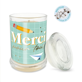 Bougie en verre, parfum coton "Merci pour tout"