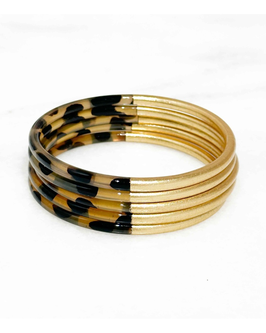 PALOMA BIJOUX - Bracelet en corne fin - Léopard doré