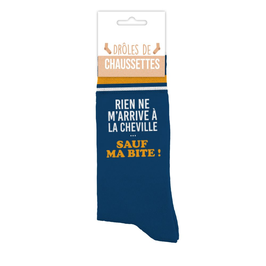 Chaussettes noires "Rien ne m'arrive à la cheville... sauf ma bite !"