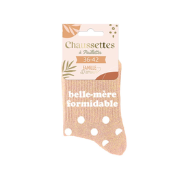 Chaussettes à paillettes "Belle-mère formidable"