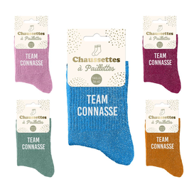 Chaussettes à paillettes "Team Connasse"