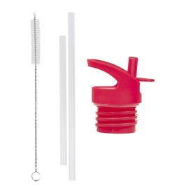 A LITTLE LOVELY COMPANY - Ensemble couvercle, paille et brosse : Cerises