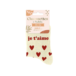 Chaussettes à paillettes "Je T'Aime"