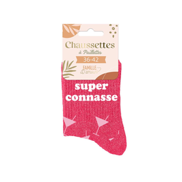 Chaussettes paillettes "Super Connasse"