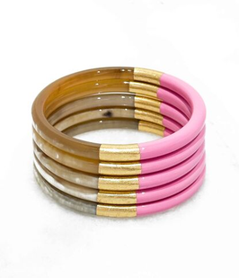 PALOMA BIJOUX - Bracelet en corne et feuille d'or - Rose