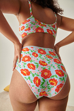WE ARE JOLIES - Culotte Taille Haute Coton Bio - Rosa Bleu Ciel