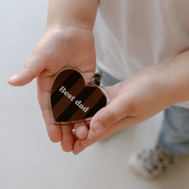 MON PETIT LEON - Porte-clés "Best Dad" rayé marron