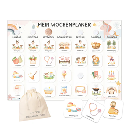 Routinen-Wochenplaner inkl. Routinekärtchen | Einhorn | Mal mich bunt