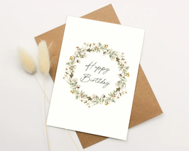 Postkarte Kranz „Happy Birthday“ mit Kuvert | heeaven