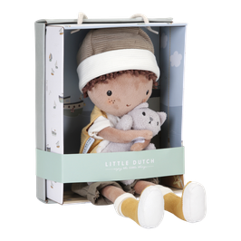 Kuschelpuppe Jake mit Katze 35 cm | Little Dutch