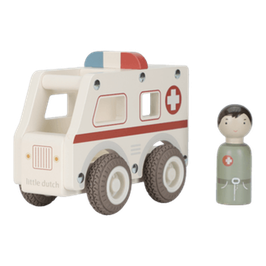 Holz Krankenwagen mit Figur | Little Dutch