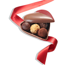 Schokoladen-Herz mit Pralinen
