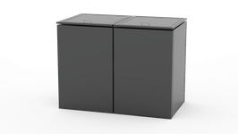 Müllbehälterbox Ecoplus Flux für zwei 120 Liter Mülltonnen in Standard-Grau (mit Rückwand)
