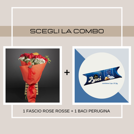 COMBO FASCIO ROSE ROSSE + BACI PERUGINA