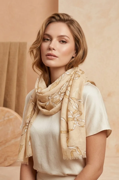 Schal mit Schleifen-Muster, beige