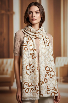 Schal mit Blumenmuster, taupe/beige