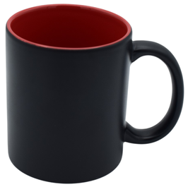 Keramiktasse schwarz-rot, 350ml, personalisierbar