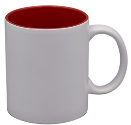 Keramiktasse weiß-rot, 350ml, personalisierbar