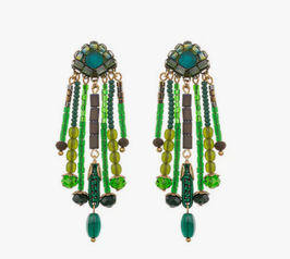 Grüne Ohrstecker "LONG BEADED BELA"