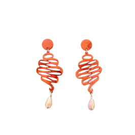 Leichte Kunstharz-Ohrstecker mit einer Glasperle "ORNAMENTO GOTA" orange