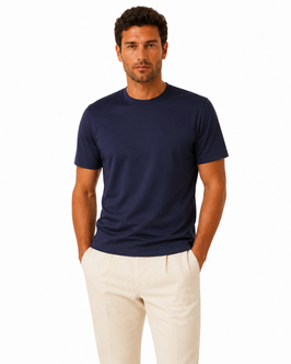 Gran Sasso Filo di Scozia T-Shirt Mezza Manica Blu