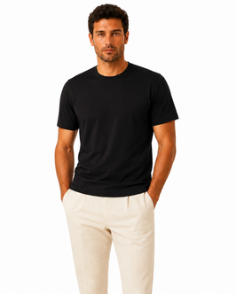 Gran Sasso Filo di Scozia T-Shirt Mezza Manica Blu Notte